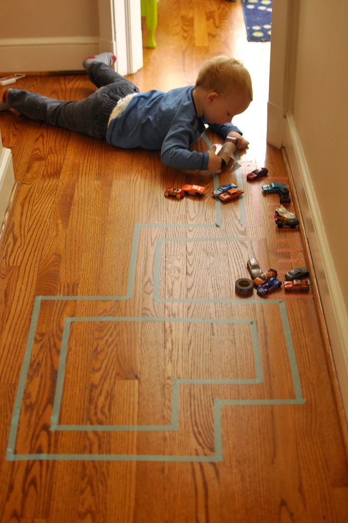 Washi tape road for toddlers
