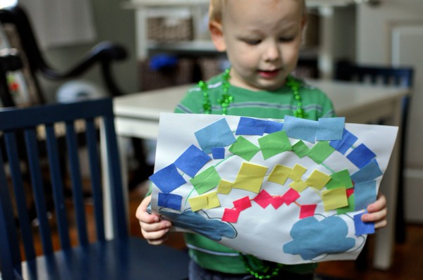 Easy rainbow craft for toddlers, perfect for St. Patrick's Day